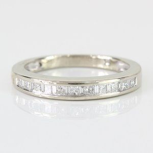 14K White Gold Half Carat Princess-Cut Diamond Wedding Band